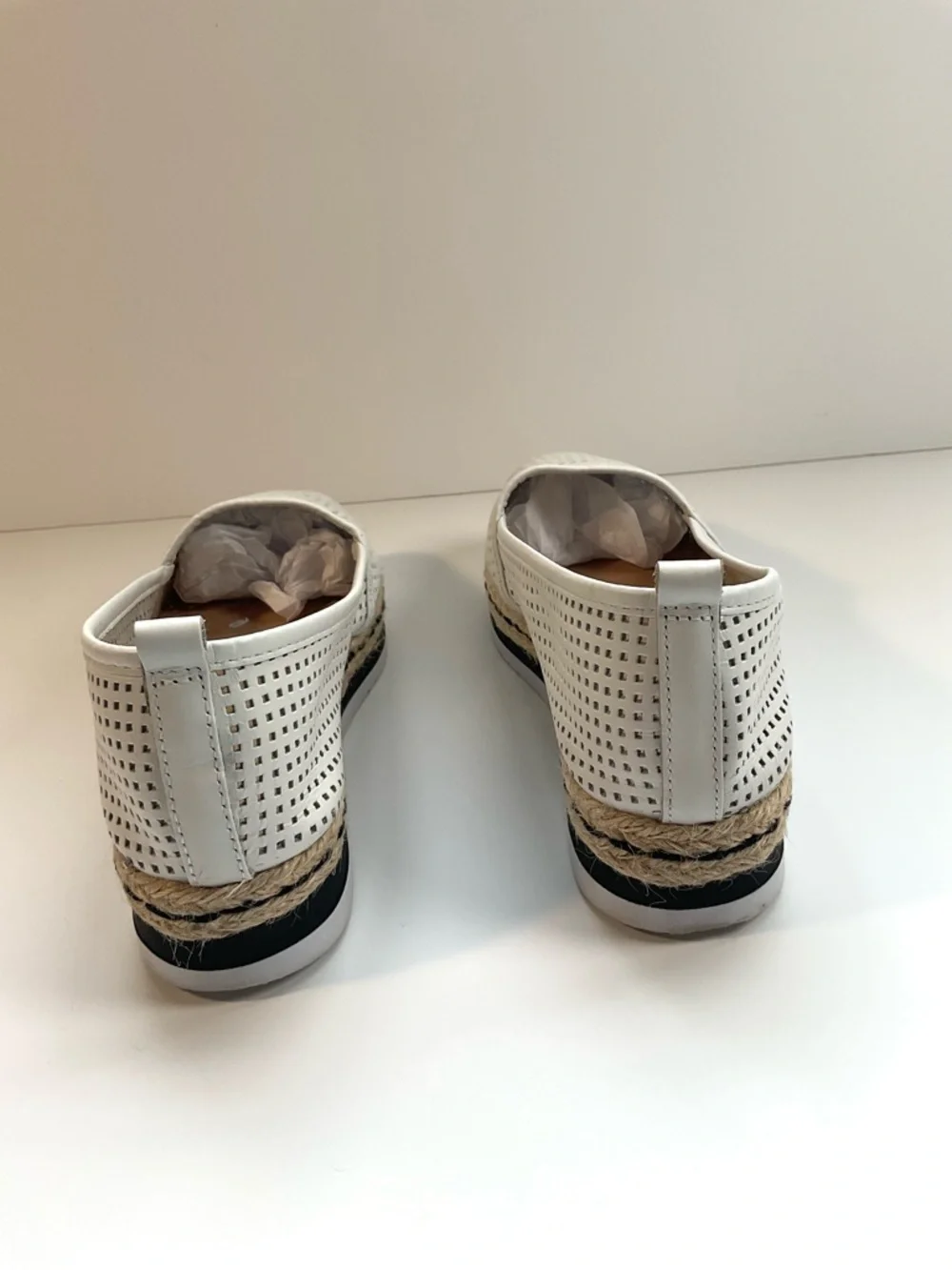 Women’s White Perforated Espadrille Slip On Flats Size 6 Lightweight Comfort